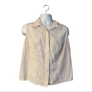 Jones New York Yellow Striped Sleeveless Blouse